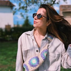 Sac banane bleu/violet personnalisé fait main